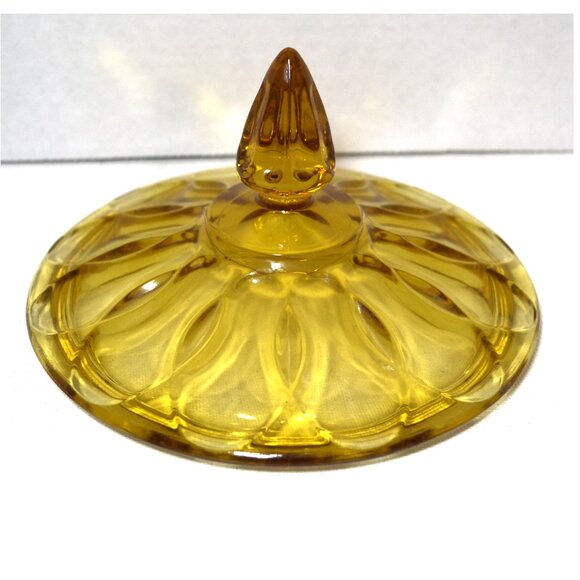 Vintage Anchor Hocking Amber Glass Footed Candy Dish With Lid - Picture 4 of 4